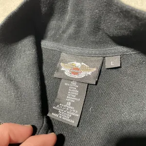 Y2K Harley Davidson Women's SZ L Sweatshirt Black Collar Applique Zip AOP thumbnail 4