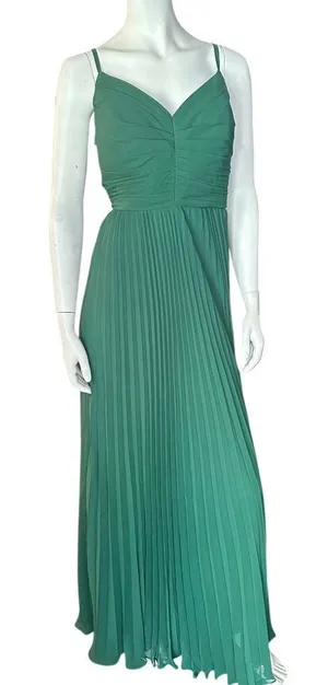 Latena Sweetheart Neckline Spaghetti Strap Pleated Formal Green Size 18 NWT thumbnail 1