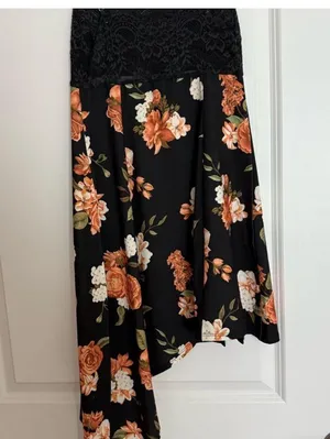 Revolve We Wore What Floral Black Dress with Lace Trim thumbnail 3