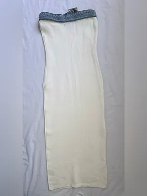LU♥NYC White Strapless Bodycon Midi Dress L thumbnail 4