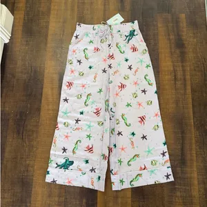 NWT Hill House Sea Creatures Linen Wide Leg Pants Women’s Size L thumbnail 2