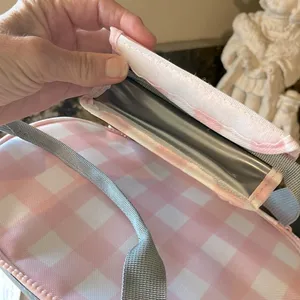 MarleyLilly Personalized Small Cooler Lunch Bag Pink Checked DHT Monogram thumbnail 6