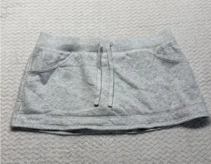Hollister Womens Fleece Mini Skort Heather Gray Drawstring Pockets Size L thumbnail 1