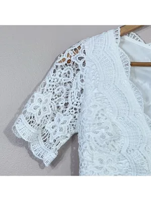 Lulus Lace Boho Dress XS Wedding Shower Rehearsal Bachelorette White Princess thumbnail 7