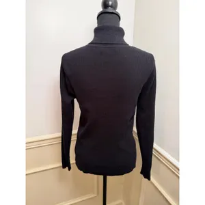 Lauren Ralph Lauren Black Ribbed Turtleneck Sweater Cotton Modal Blend Slim Fit thumbnail 6