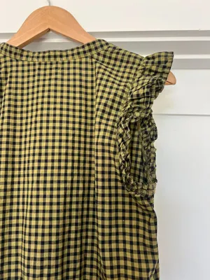 Nation LTD lichen check Tegan cotton ruffled shirt dress, S, cottage, prairie thumbnail 5