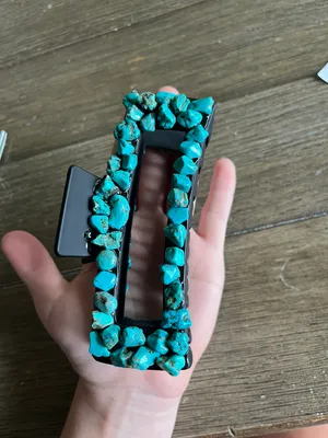 Handmade western turquoise claw clip Blue thumbnail 4