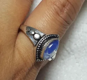 Opalite Ethnic Sterling Silver Gemstone Ring size thumbnail 3