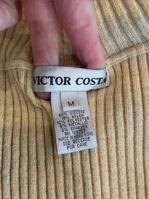Sleeveless Mock Neck Ribbed Sweater - Creamy gold thumbnail 3