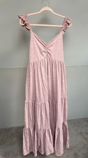 Heather Pink Soft Cotton Sweetheart Boho Maxi Dress thumbnail 2