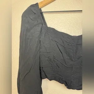 Aritzia Wilfred Lolita Blouse Smocked Cropped Black size Small $110 thumbnail 9