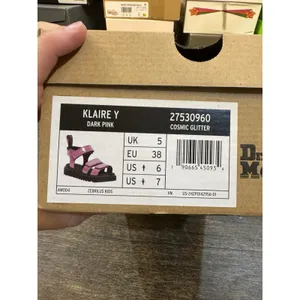 NEW DR MARTENS Klaire Y Strap Sandals Shoes Pink Glitter Girls Size 38 Women's 7 thumbnail 8
