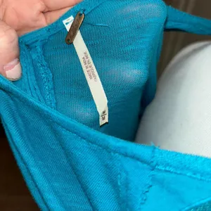Free People Ginger Cut Work top in deep turquoise thumbnail 4