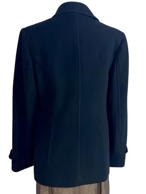 Anne Klein Wool Blend Peacoat Double Breasted Black Classic Style S Preppy thumbnail 6