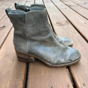Sorel‎ Boots Block Heel Distressed Brown Leather Cate Bootie Womens 7 thumbnail 2
