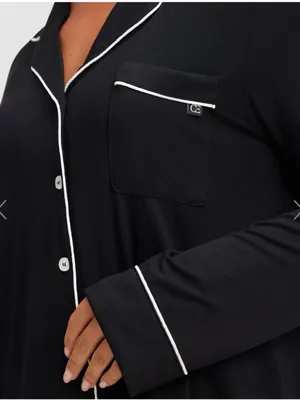 Cozy Earth Bamboo Stretch Knit Long Sleeve Pajama Top in Black Size Small thumbnail 4