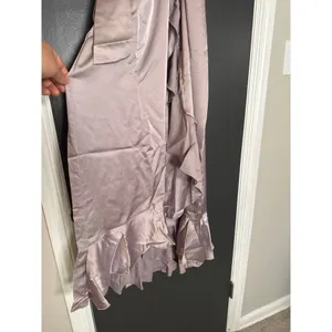 Show Me‎ Your MuMu NEW XXS Samantha Ruffle Wrap Dress Dusty Purple Luxe Satin thumbnail 5