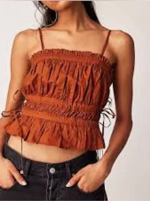 Free People Gabby Tube Cropped Top - Terracotta -XSMALL - Removable Straps thumbnail 1