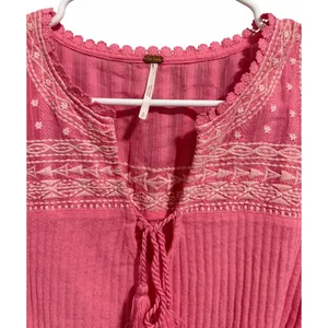 Free People Sarafina Embroidered Top‎ Pink Rose Women's Size Small thumbnail 3