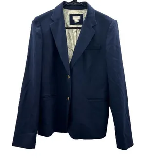 J. Crew Factory Wool Blend Navy Blue‎ Long Sleeve Button Blazer Size 10 thumbnail 1