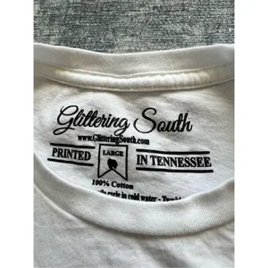 Glittering South White Tan Leopard Print Lightning Bolt Western Tee Large thumbnail 3