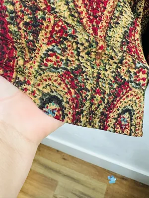 connected apparel Paisley Wrap Midi Dress in Olive and Burgundy thumbnail 10