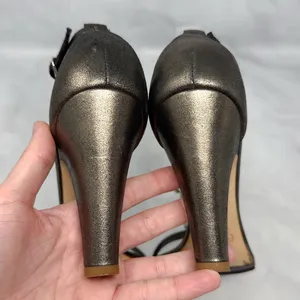 Giuseppe Zanotti Vicini Vintage Y2K Metallic Leather Block Heel Sandals 2000s 39 thumbnail 9
