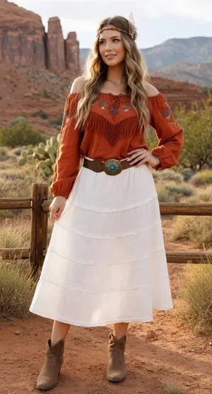 Soft Surroundings Skirt‎ Womens Small White Linen Tiered A-Line Beach Western thumbnail 1