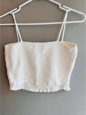 Wilfred Aritzia White Smocked Tank Cropped thumbnail 7