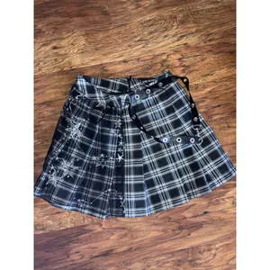 DARK IN LOVE Mini Plaid Skirt KILT GOTH WHIMSY STARS Small S thumbnail 4