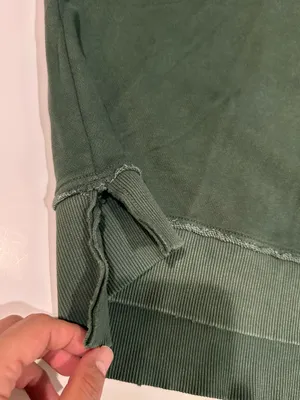 Aerie Oversized Crewneck Sweatshirt Green Exposed Seams XS thumbnail 13