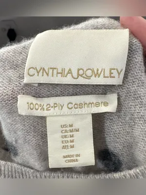 Cynthia Rowley 100%‎ cashmere polka dot sweater M thumbnail 6