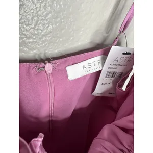 NEW ASTR The Label Dress Womens Medium Pink Orchid Satin Mini Adjustable Straps thumbnail 3