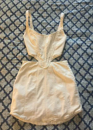 ZARA White Denim Cut-Out Dress thumbnail 1