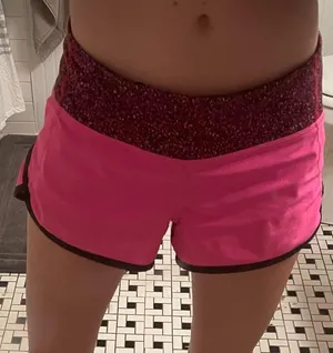 Lululemon Pink And Black Speed Up Shorts thumbnail 1