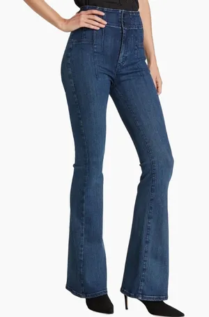 Free People Jayde Flare Jeans 30 High Waist Seamed Denim Boho 70s Style Retro thumbnail 1