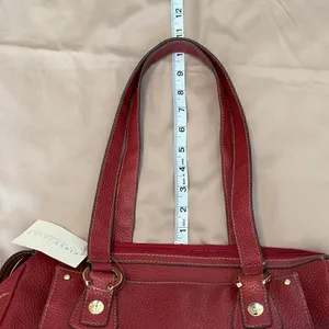 NWT First Issue red pebbled faux leather bag 1 inside & outside pocket zip close thumbnail 12