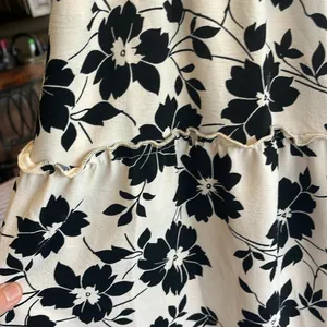 Maxi Skirt Cream Black Floral High Waist Flowy thumbnail 4