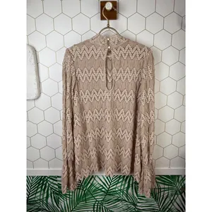 Free People Tan Lace Long Sleeve Tunic Top - Size - Medium thumbnail 4