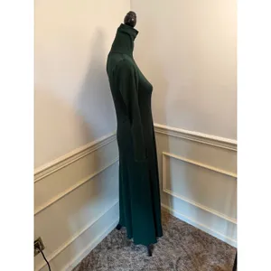 Vintage Celle by Lucy Harley Emerald Green Knit Maxi Dress Mock Turtleneck Gown thumbnail 4