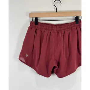 Lululemon Womens Shorts Red Hotty Hot Low Rise Lined Running Gym Size 8 Tall thumbnail 7