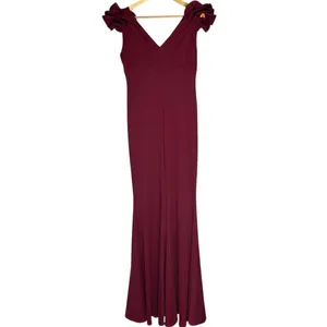 Amazon Women's‎ L Ruffled Cap Sleeve Maxi Dress Maroon Red Maxi Eveningwear thumbnail 3