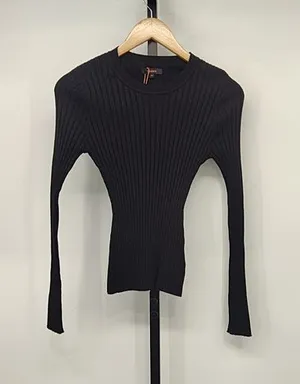Quince Black Ribbed Knit Women's Sweater thumbnail 1