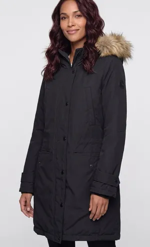Michael Kors Women's Black Parka Coat with Fur Trim Size Medium thumbnail 1