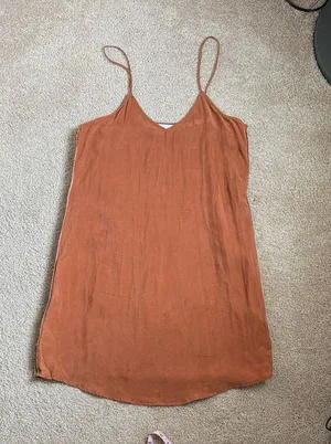 Tribe Kelley Rust Surf Mini Rayon Dress With Side Stripe. Size Medium thumbnail 1
