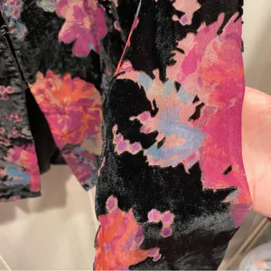 Vintage 90s-Y2K crushed velvet floral whimsigoth lightweight blazer mesh sheer thumbnail 7