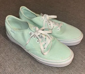 VANS embossed light green laced shoes, size 7.5 thumbnail 1