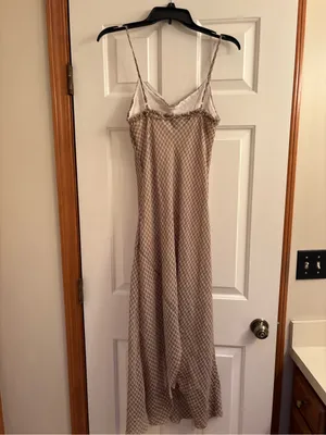 Reformation Beige Geometric Maxi Slip Dress thumbnail 3