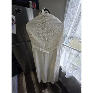 A New Day White Halter Backless Maxi Dress with Crochet Lace Detail, Size L thumbnail 3
