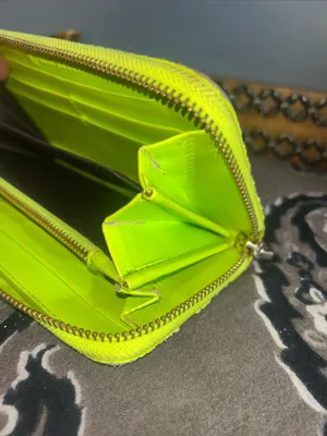 Tory Burch Neon Lime Zip Wallet with Logo Medallion thumbnail 9